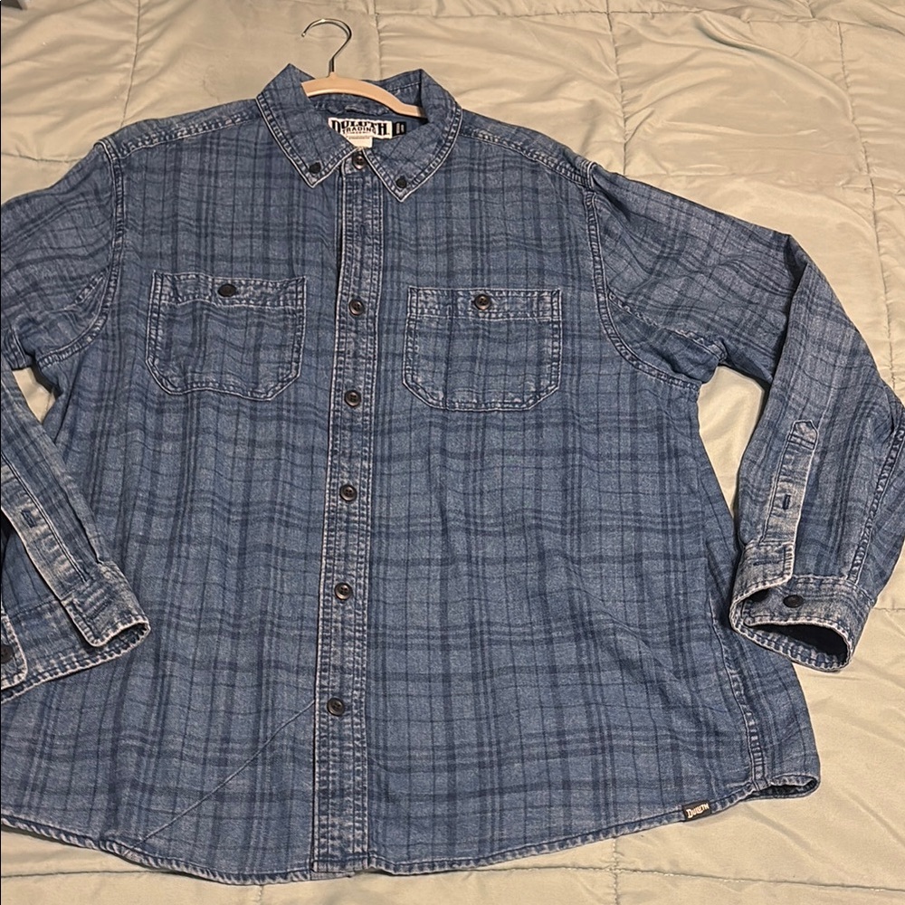 Blue Plaid Button-Up Shirt